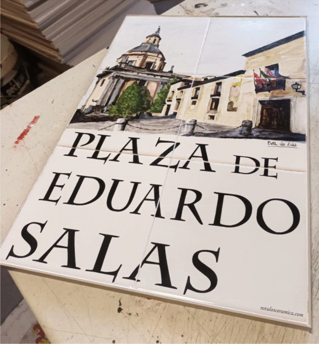 placa de calle pintada a mano
